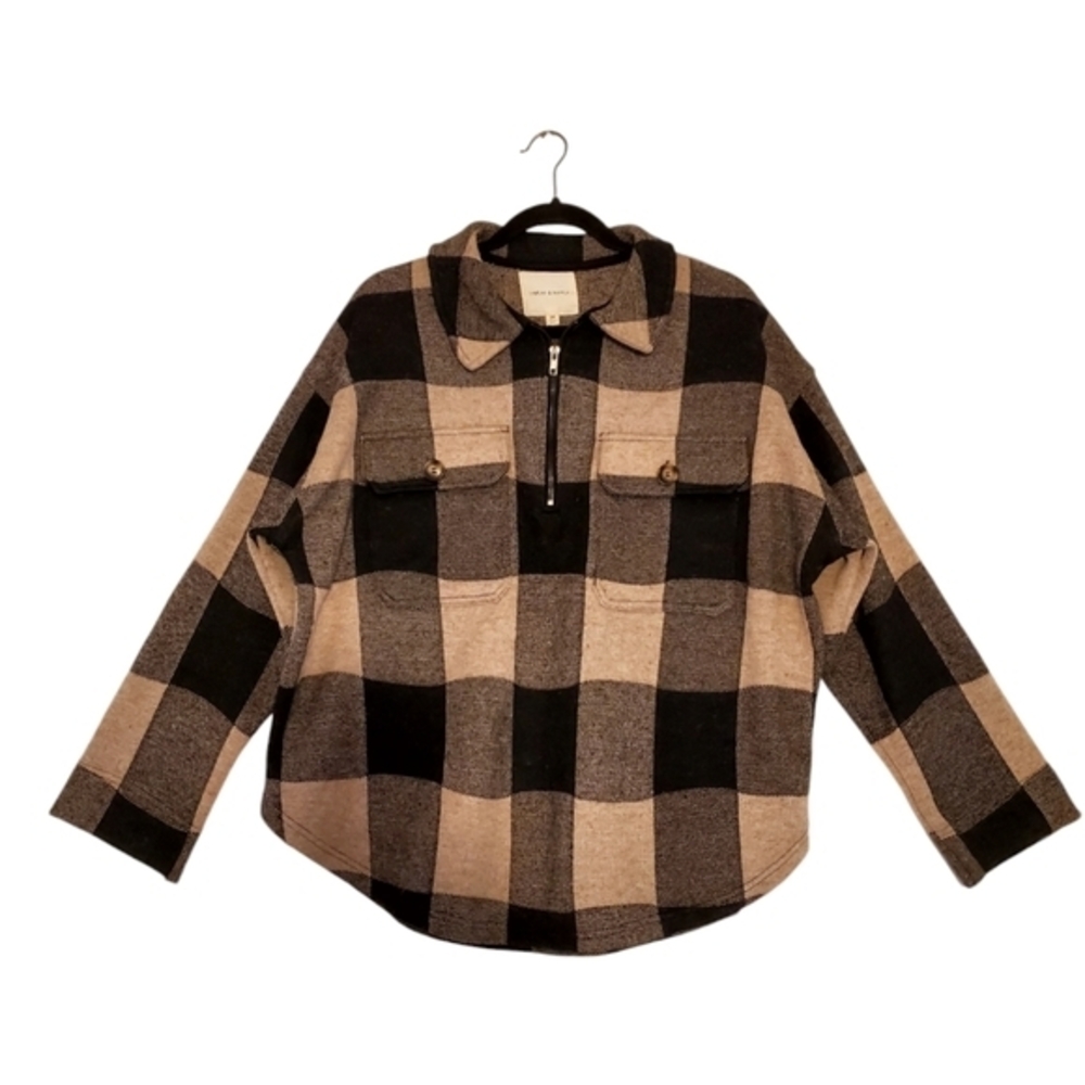 Thread & Supply Plaid‎ Half Zip Pullover Top Jacket Shirt Size 2X NWT